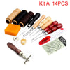 Kit A 14PCS professional leather craft tool kit with stitching and grooving set including various needles and tools