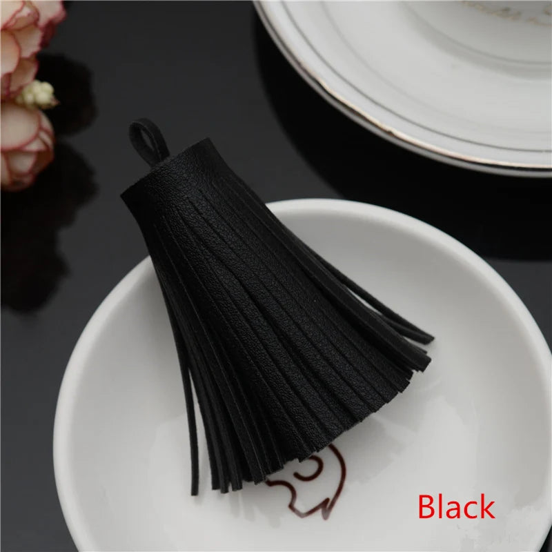 Faux Leather Tassel Fringe Craft Pendants (Set of 5)