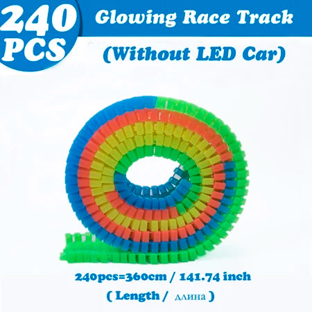 Glowing LED Race Track Set with Flexible DIY Track Pieces