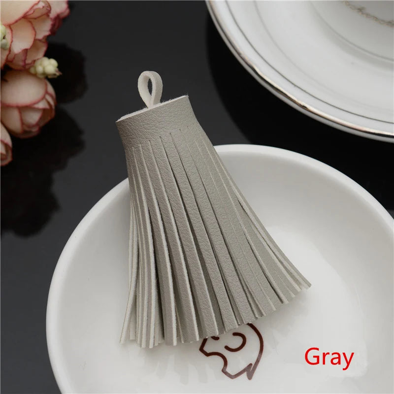 Faux Leather Tassel Fringe Craft Pendants (Set of 5)