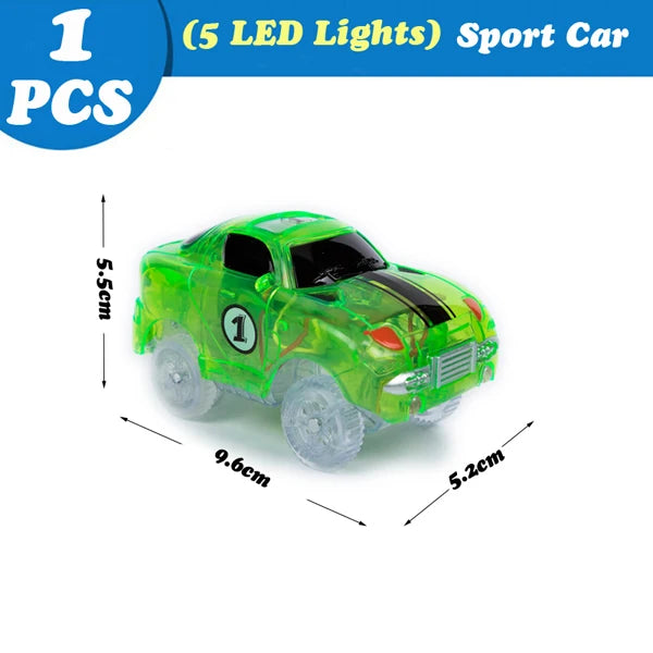 Glowing LED Race Track Set with Flexible DIY Track Pieces