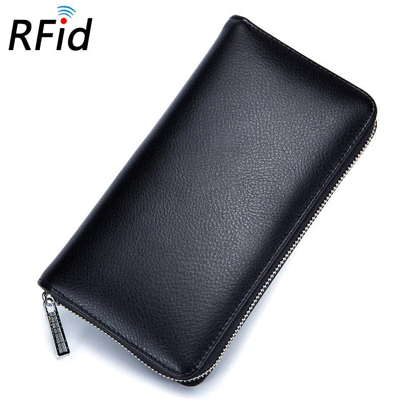 RFID Blocking Genuine Leather Wallet with Phone Case & Coin Purse