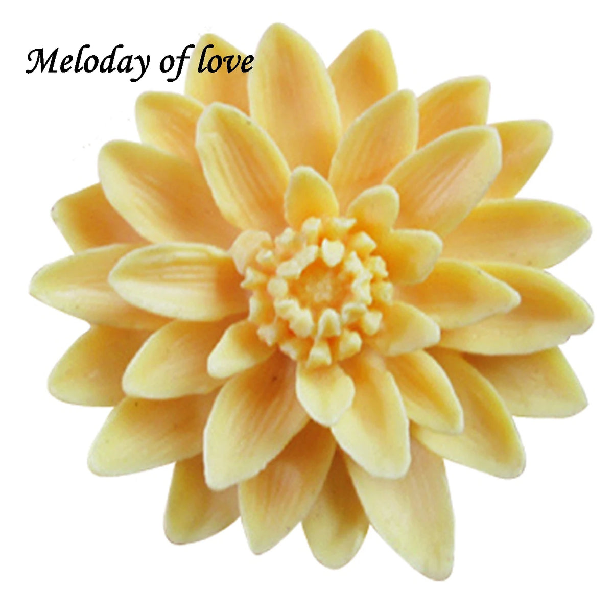 A yellow 3D lotus and chrysanthemum silicone mold for cake decorating