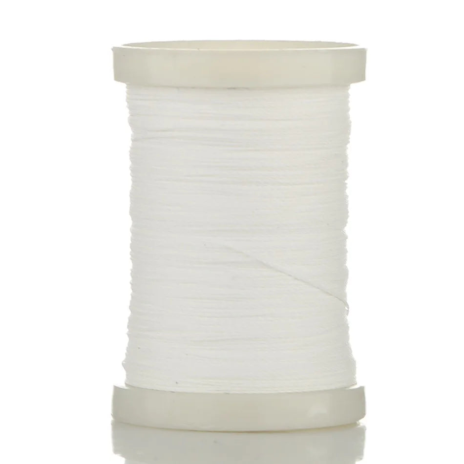 A spool of white braided polyester rod wrapping thread for guide tying and repairs.