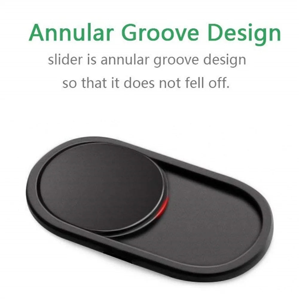 Black annular groove design slider for a magnetic webcam cover.