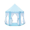 Light blue foldable princess tipi play tent with sheer fabric draping