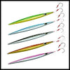 A collection of five brightly colored braided polyester fishing rod wrapping threads shown with their guide tying loops.