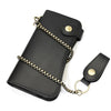 Vintage Leather Bifold Wallet with Metal Chain