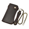 Vintage Leather Bifold Wallet with Metal Chain