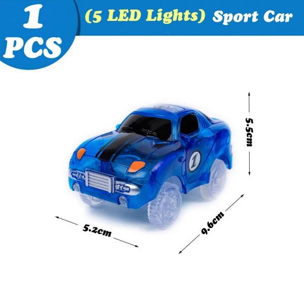 Glowing LED Race Track Set with Flexible DIY Track Pieces
