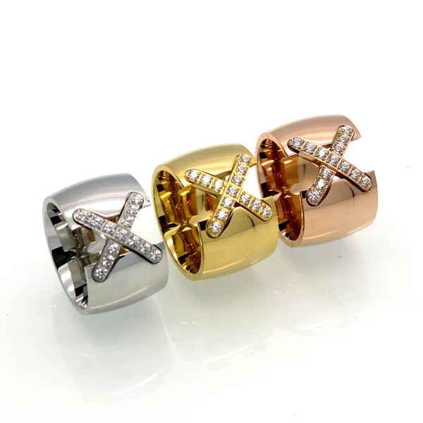 Gold Pave CZ Cross Ring