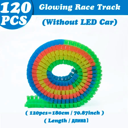 Glowing LED Race Track Set with Flexible DIY Track Pieces