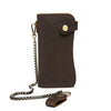 Vintage Leather Bifold Wallet with Metal Chain