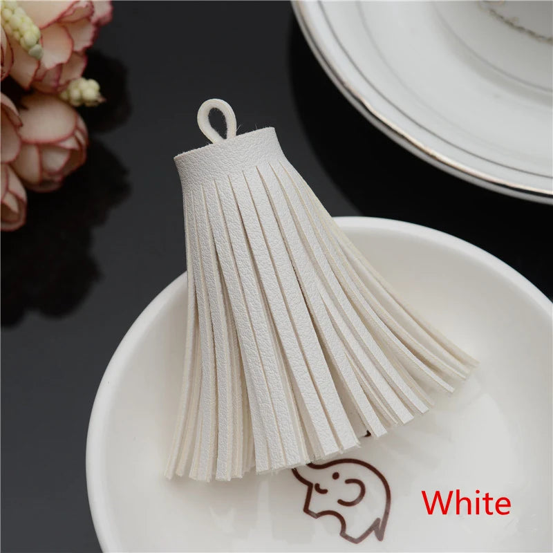 Faux Leather Tassel Fringe Craft Pendants (Set of 5)