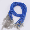 A coiled blue leather cord necklace with silver clasps.