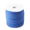 A spool of blue high-visibility reflective paracord coiled on a white background.