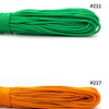 A collection of multi-colored 2mm paracord ropes in various colors including red, green, orange, yellow, and blue.