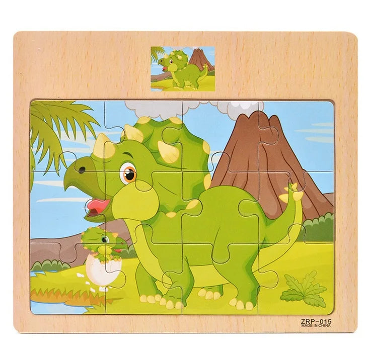 Wooden Vehicle & Animal Puzzle Set for Toddlers