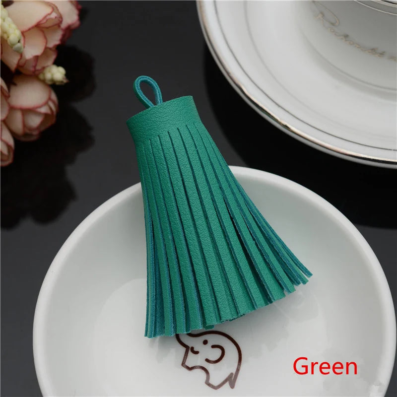 Faux Leather Tassel Fringe Craft Pendants (Set of 5)