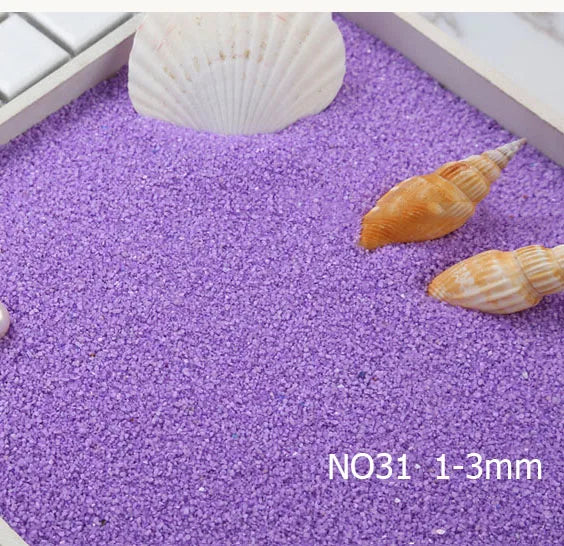 Purple decorative stone pebbles measuring 1-3mm used for terrariums and aquariums
