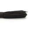 A coil of black 2mm multi-color paracord rope.