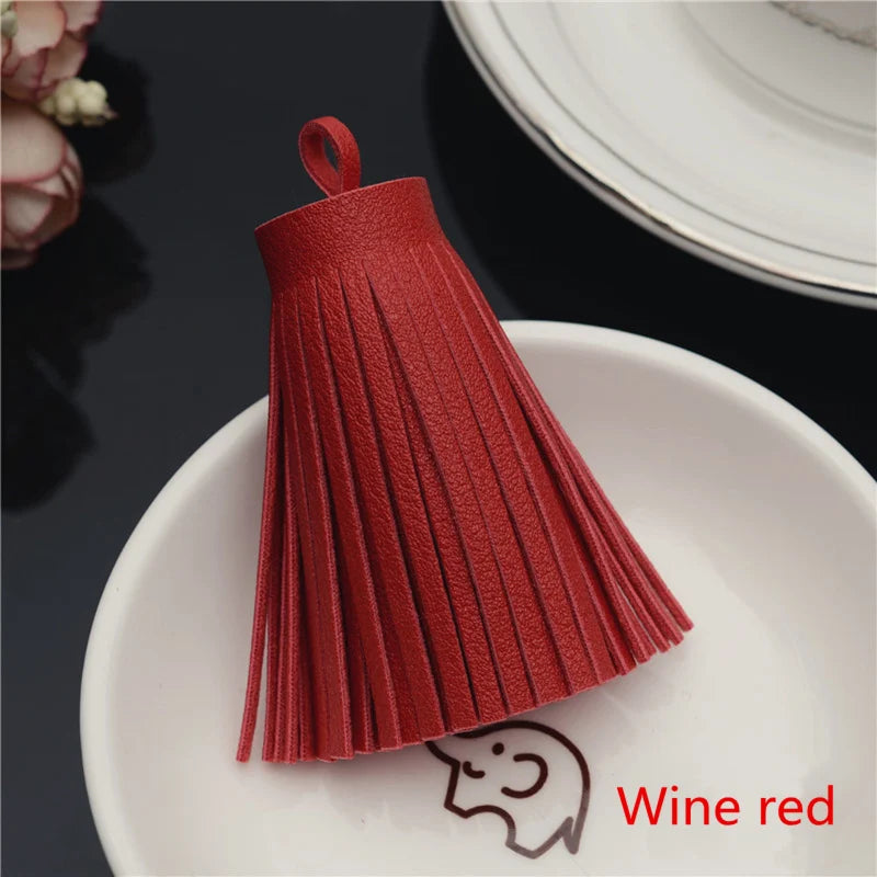 Faux Leather Tassel Fringe Craft Pendants (Set of 5)