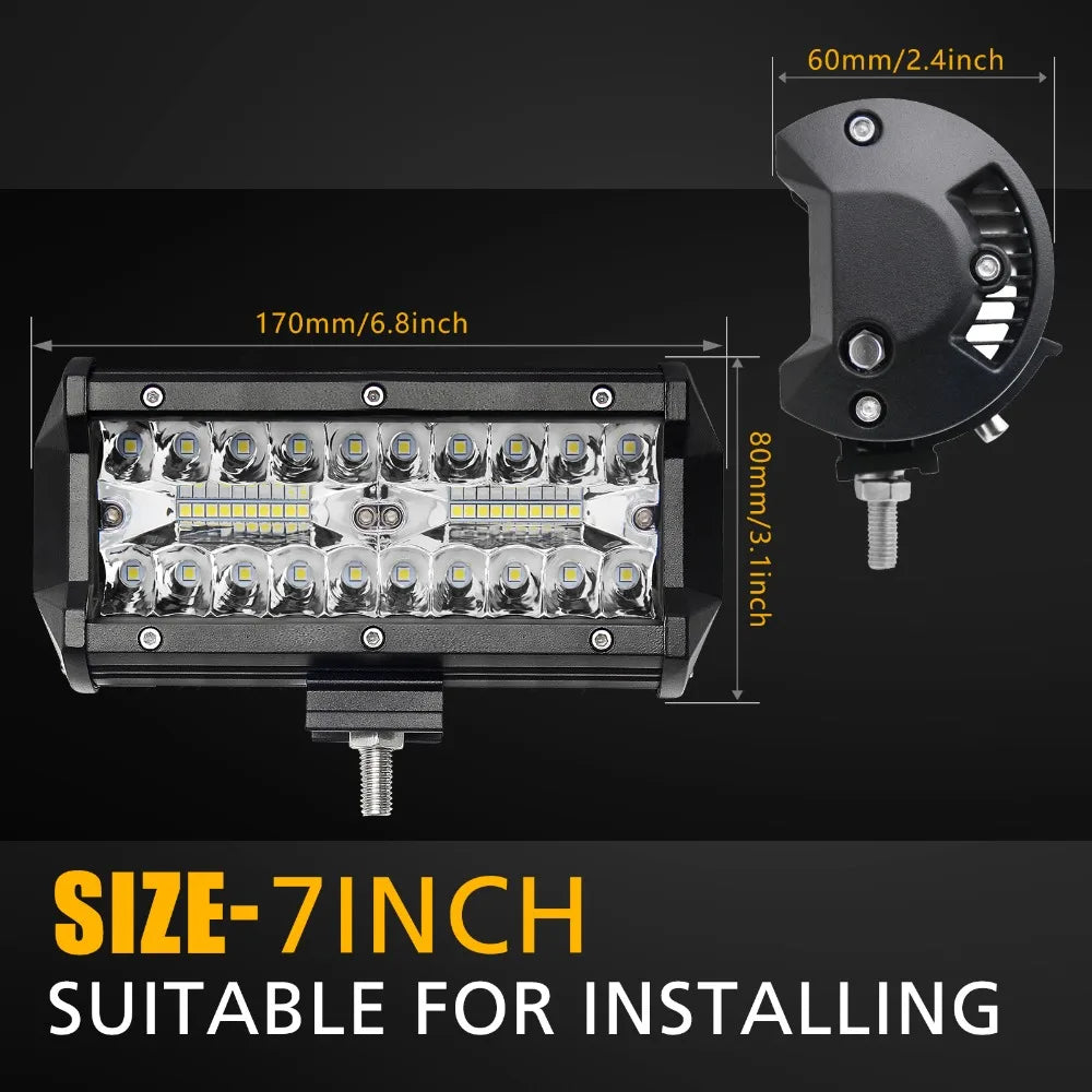 7 Inch 120W LED Work Light Bar with Combo Beam (Pair)