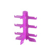 A pink stackable display stand designed for holding sunglasses and reading glasses.