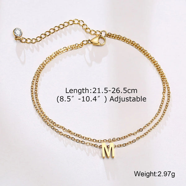 Personalized Initial Anklet in Stainless Steel