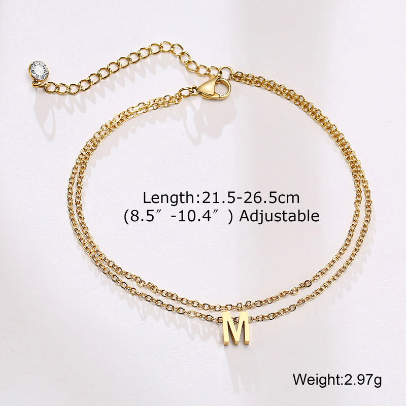Personalized Initial Anklet in Stainless Steel