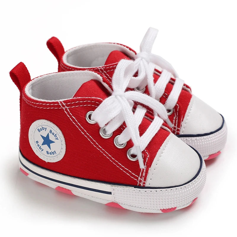 Classic Canvas First Walker Shoes for Babies with Star Print