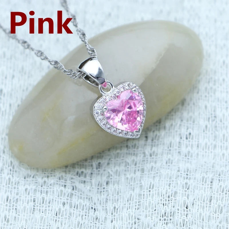 Green Heart Pendant Necklace in Sterling Silver