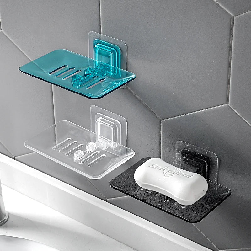 No-Drill Adhesive Soap Holder with Drainage Tray