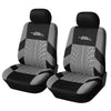 A pair of black and gray auto youth car seat covers for two-row vehicles.
