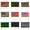 Nine variations of embroidered American flag patches in different colors and styles, including traditional stripes and stars.