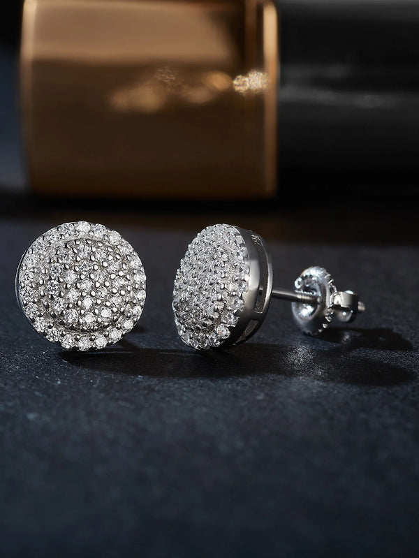 Round Brilliant Moissanite Stud Earrings in Sterling Silver