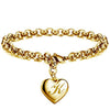Gold Heart Alphabet Charm Bracelet