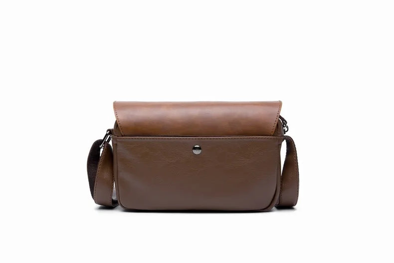 Vintage Leather Crossbody Bag for Men – Compact Messenger Shoulder Bag