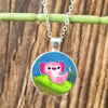 Cartoon Axolotl Glass Pendant Necklace