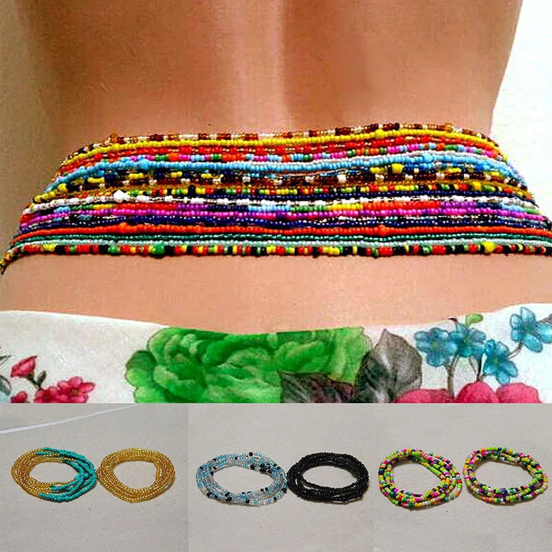 Colorful Elastic Belly Bead Chain Set for Women