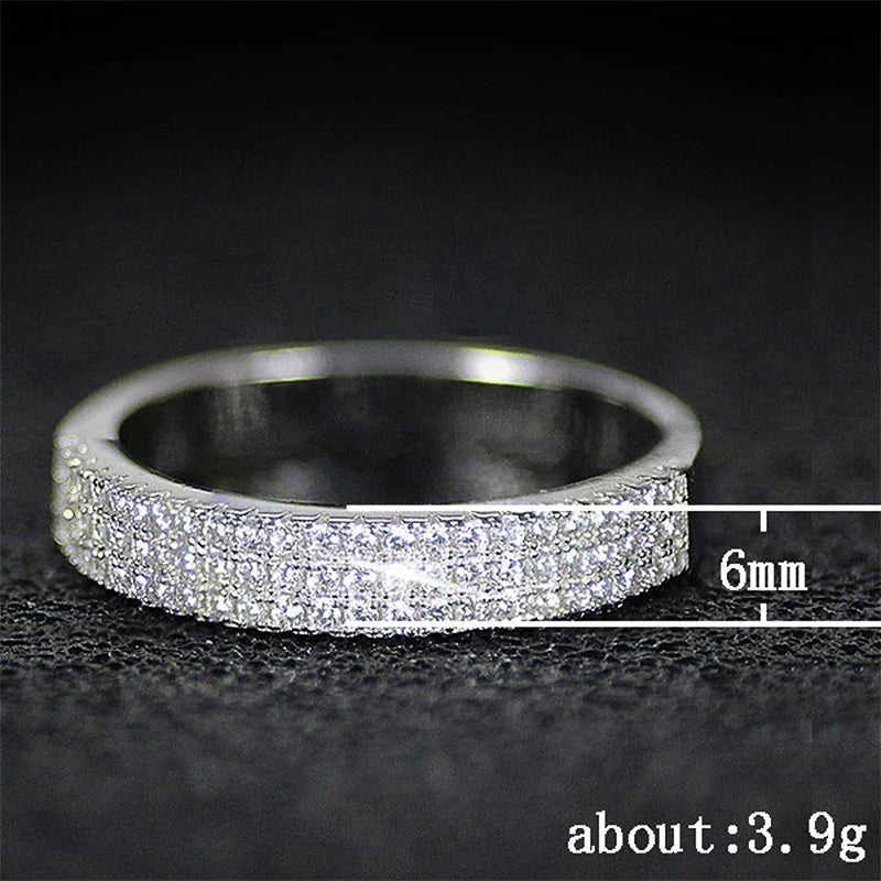 Three-Row Pave Cubic Zirconia Ring