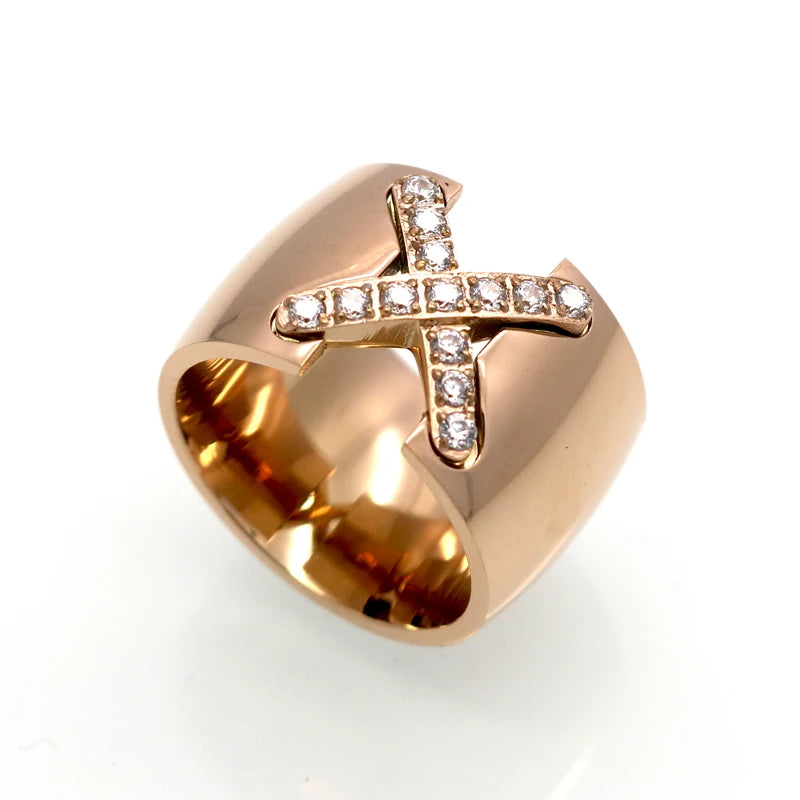 Gold Pave CZ Cross Ring
