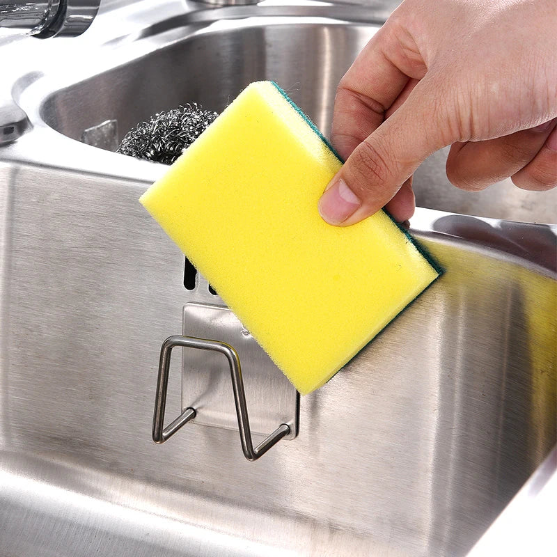 Self-Adhesive Stainless Steel Sponge Holder for Kitchen Sink