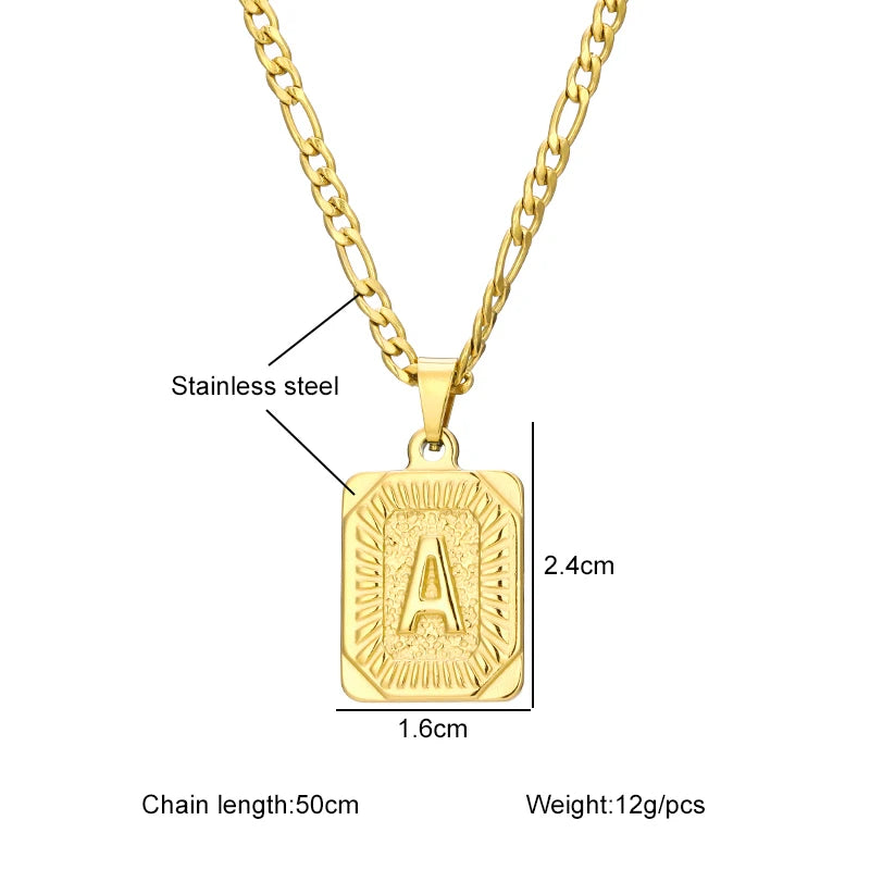 Initial Letter Pendant Necklace with Stainless Steel Chain