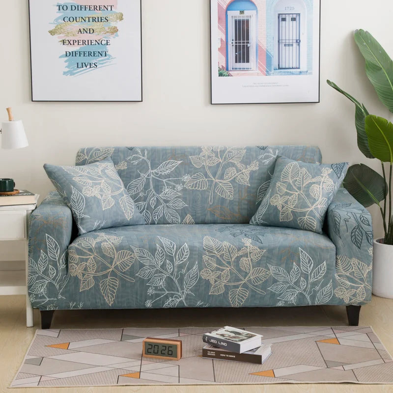 Slip-Resistant Stretch Sofa Cover with Floral Design
