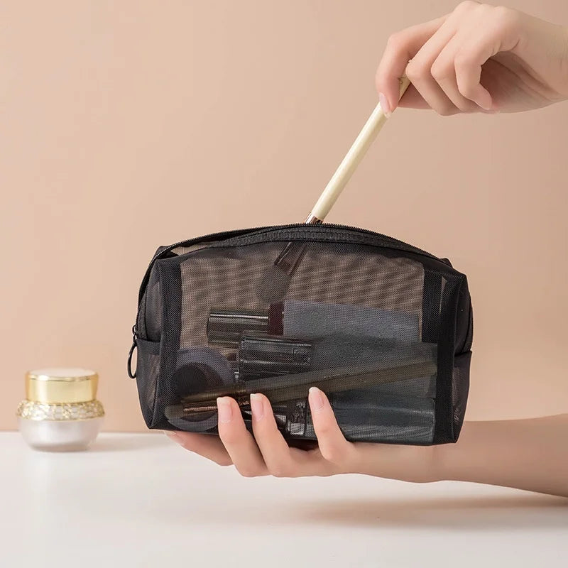 Breathable Mesh Makeup Bag Organizer - Multi-Purpose Travel Toiletry Pouch