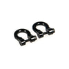 A pair of black metal alloy tow shackles for an RC crawler, packaged as a 2-pack.