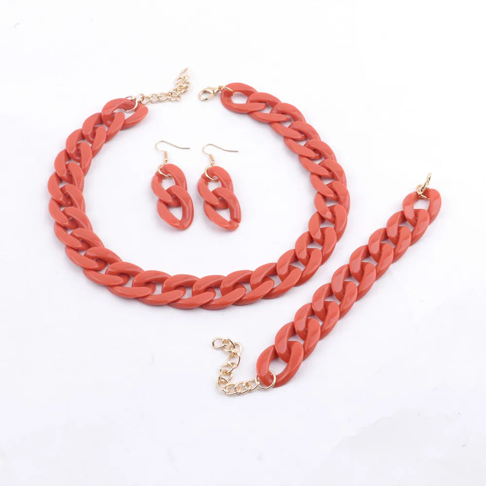 Colorful Acrylic Chain Necklace Set for Women