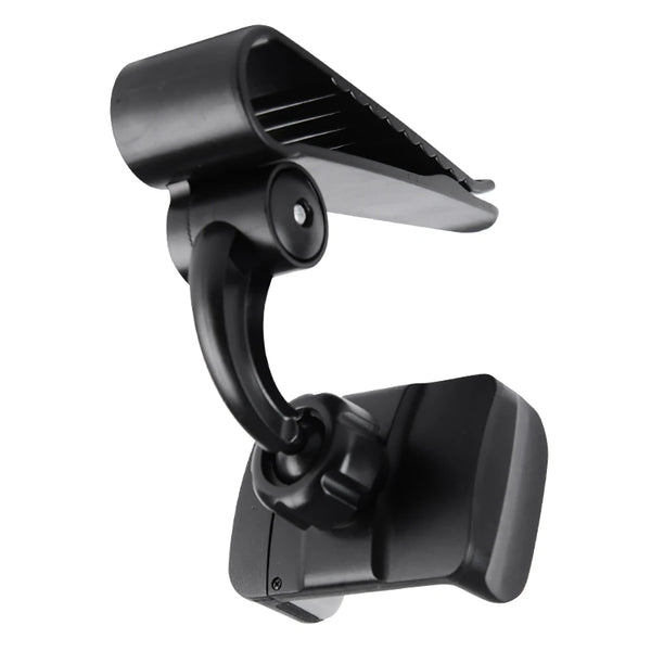 Black universal car sun visor phone holder with an adjustable arm.