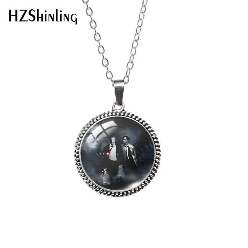 Destiel-Inspired Glass Cabochon Pendant Necklace